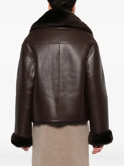David Koma Reversible Shearling And Leather Jacket In Brown