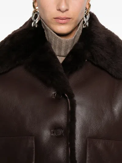 David Koma Reversible Shearling And Leather Jacket In Brown