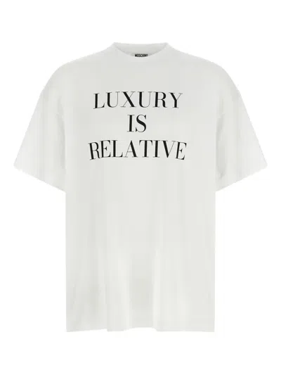 Moschino Graphic Print Relaxed Fit Short Sleeve Top In White