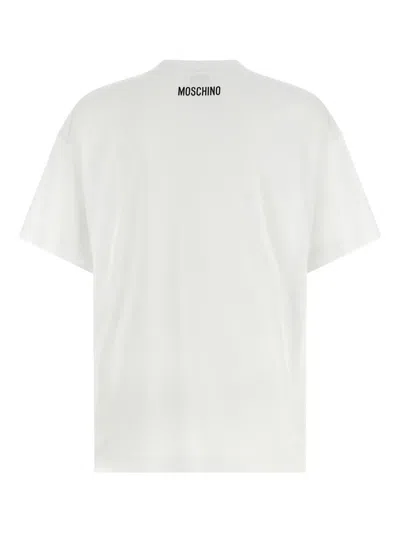 Moschino Graphic Print Relaxed Fit Short Sleeve Top In White