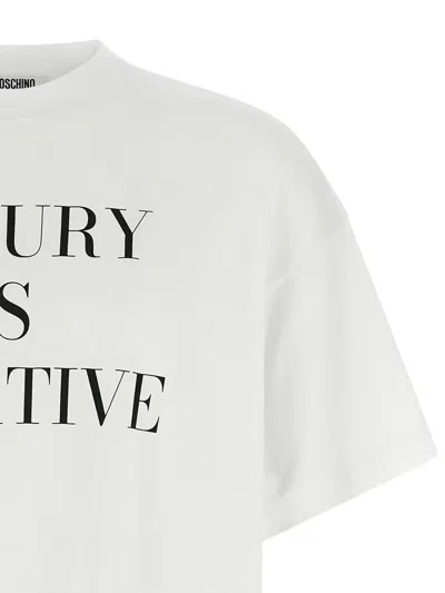 Moschino Graphic Print Relaxed Fit Short Sleeve Top In White