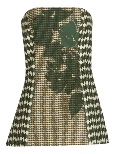 Silvia Tcherassi Astor Printed Strapless Top In Green