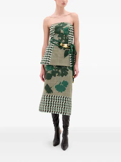 Silvia Tcherassi Astor Printed Strapless Top In Green