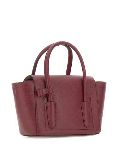 Coccinelle Double Beat Medium Leather Bag In Burgundy