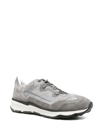 Herno Suede Panelled Sneakers In Gray
