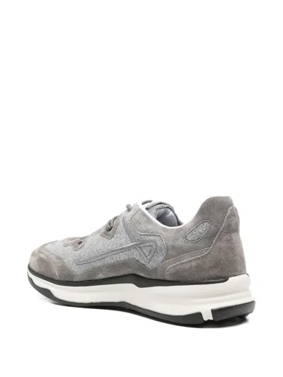 Herno Suede Panelled Sneakers In Gray
