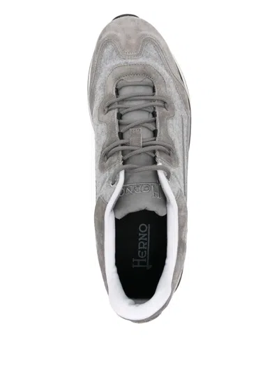 Herno Suede Panelled Sneakers In Gray