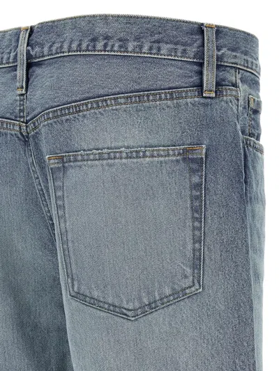Fear Of God Straight Leg Distressed Denim Trousers With Pockets In Blue
