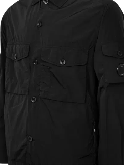 C.p. Company Lens-pocket Shirt Jacket In Black