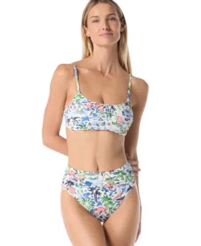 Kate Spade Womens Shirred Bra Bikini Top Shirred High Waist Bottom In Multi