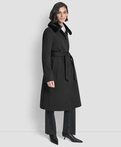 Dkny Women's Double-breasted Belted Wrap Coat In Black