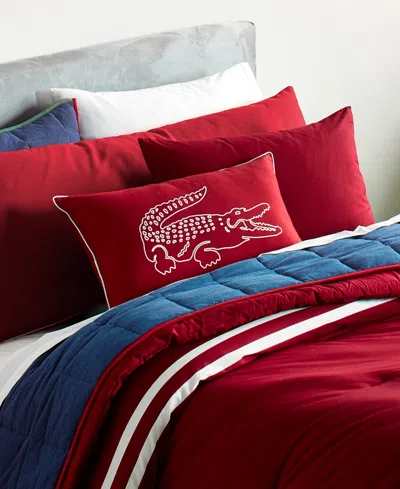 Lacoste Home Closeout!  Big Croc Decorative Pillow, 16" X 24" In Red