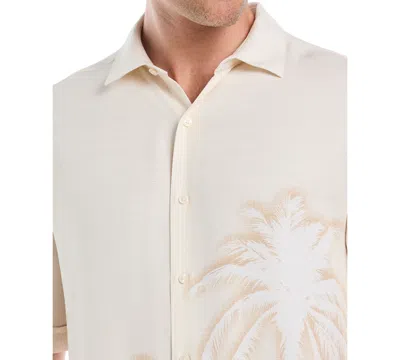 Cubavera Batik Palm Print Mens Short Sleeve Regular Fit Button-down Shirt In Neutral