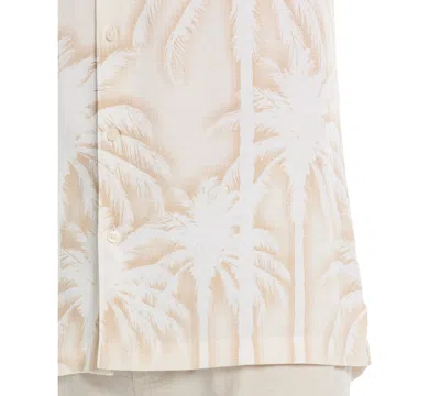 Cubavera Batik Palm Print Mens Short Sleeve Regular Fit Button-down Shirt In Neutral