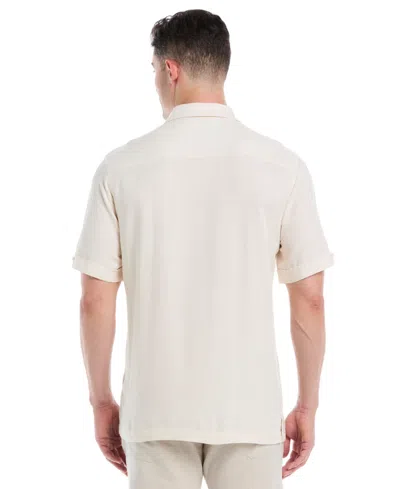 Cubavera Batik Palm Print Mens Short Sleeve Regular Fit Button-down Shirt In Neutral