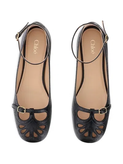Chloé Black Misty Ballerinas In Black