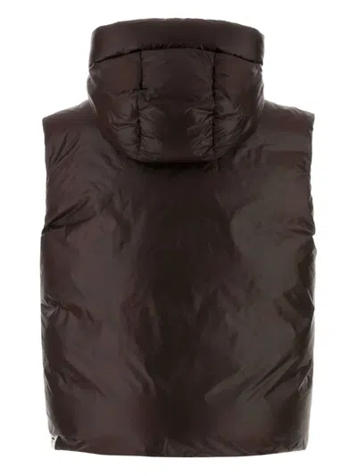 Jil Sander Hooded Quilted Down Jacket Drawstring Detail In Animal Print