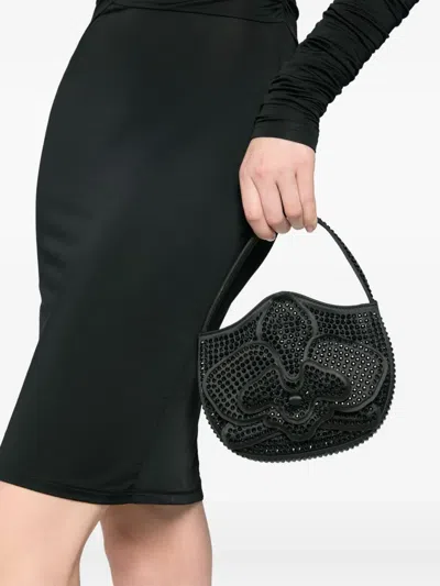 Genny Mini Orchidea Crystal-embellished Tote Bag In Black