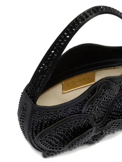 Genny Mini Orchidea Crystal-embellished Tote Bag In Black