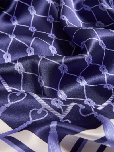 Genny Tassel-print Silk Scarf In Blue