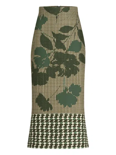 Silvia Tcherassi Atira Printed Midi Skirt In Green