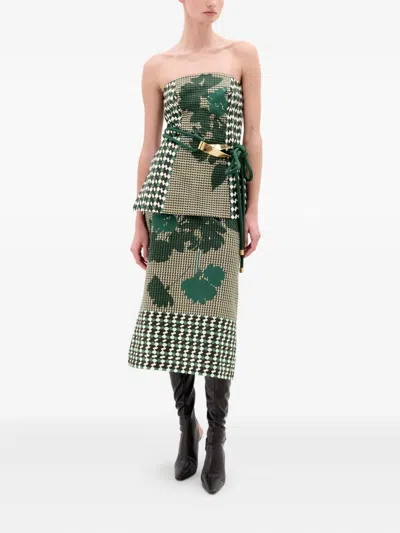 Silvia Tcherassi Atira Printed Midi Skirt In Green