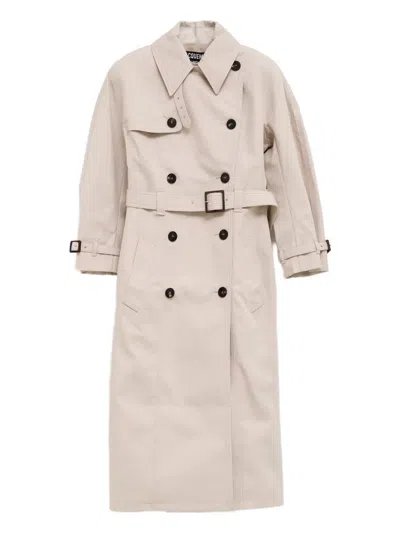 Jacquemus Tailored Coat With Belt And Pockets In White