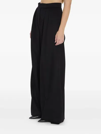 Max Mara High Waist Wide Leg Trousers With Pockets In Black