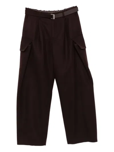 Sacai Cargo Straight-leg Trousers In Brown