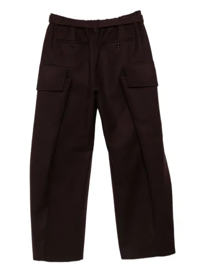 Sacai Cargo Straight-leg Trousers In Brown