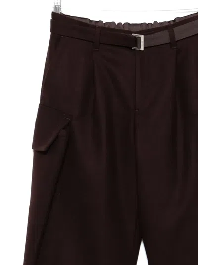 Sacai Cargo Straight-leg Trousers In Brown