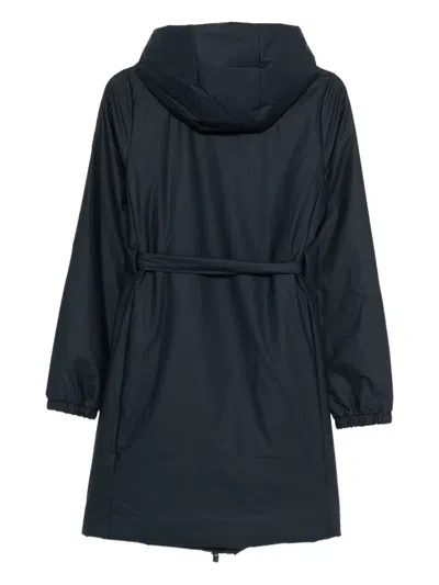 Rains Hooded Belted Coat In Black