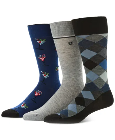 Perry Ellis Portfolio Men's 3pk. Mixed Patterned Socks In Multi