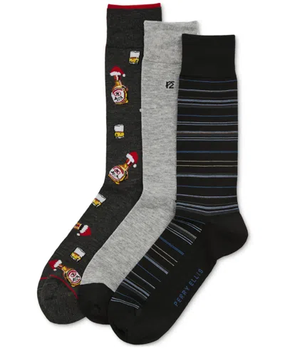 Perry Ellis Portfolio Men's 3pk. Mixed Patterned Socks In Multi