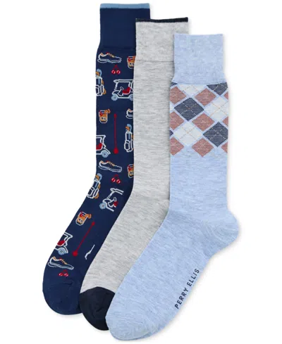 Perry Ellis Portfolio Men's 3pk. Mixed Patterned Socks In Multi
