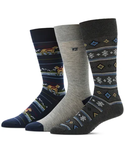 Perry Ellis Portfolio Men's 3pk. Mixed Patterned Socks In Multi