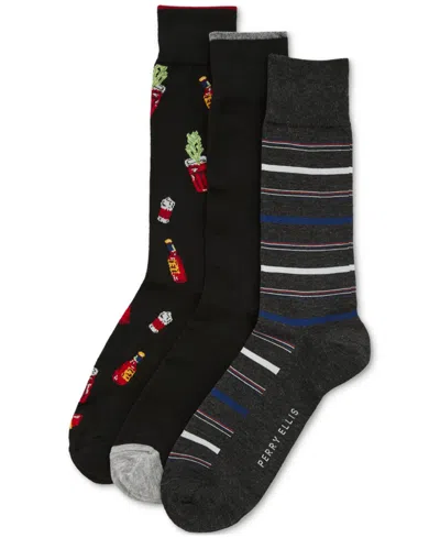 Perry Ellis Portfolio Men's 3pk. Mixed Patterned Socks In Multi