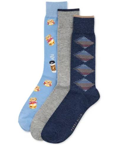 Perry Ellis Portfolio Men's 3pk. Mixed Patterned Socks In Multi