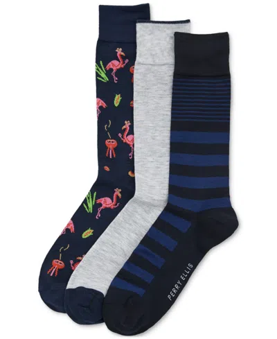 Perry Ellis Portfolio Men's 3pk. Mixed Patterned Socks In Multi