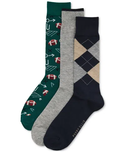 Perry Ellis Portfolio Men's 3pk. Mixed Patterned Socks In Multi