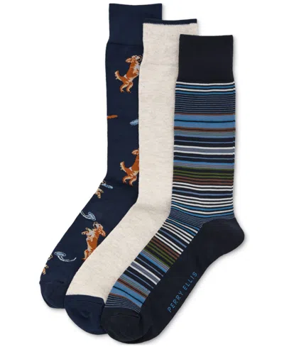 Perry Ellis Portfolio Men's 3pk. Mixed Patterned Socks In Multi