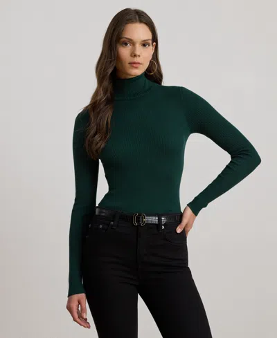 Ralph Lauren Lauren  Ribbed Turtleneck Sweater In Green
