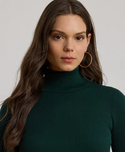Ralph Lauren Lauren  Ribbed Turtleneck Sweater In Green
