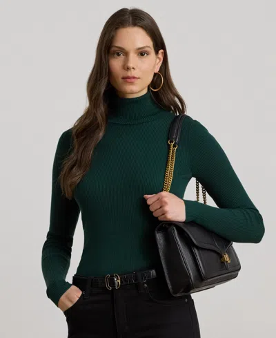 Ralph Lauren Lauren  Ribbed Turtleneck Sweater In Green