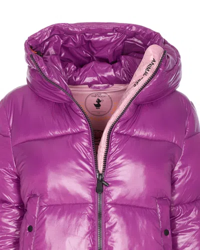 Save The Duck Purple Down Jacket Frontal Zip Closure In Pink
