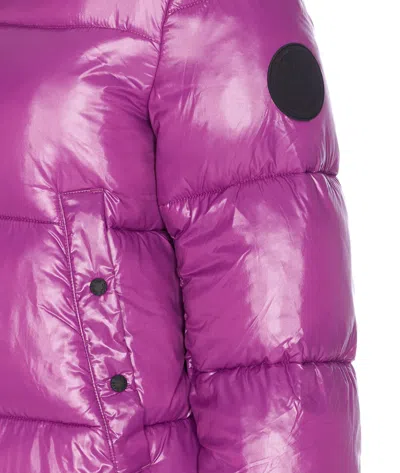 Save The Duck Purple Down Jacket Frontal Zip Closure In Pink