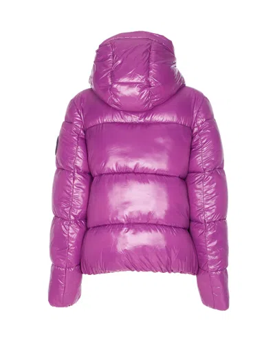 Save The Duck Purple Down Jacket Frontal Zip Closure In Pink
