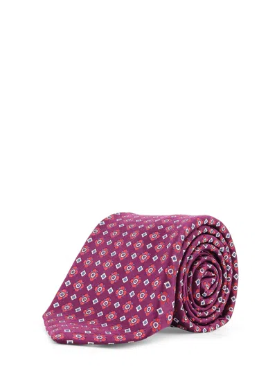 Kiton Geometric-pattern Tie In Purple