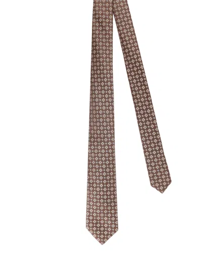Kiton Silk Tie In Brown