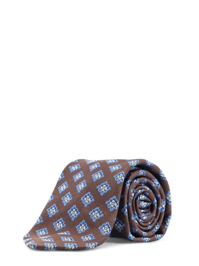 Kiton Silk Tie In Brown